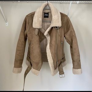 zara sherpa collar jacket